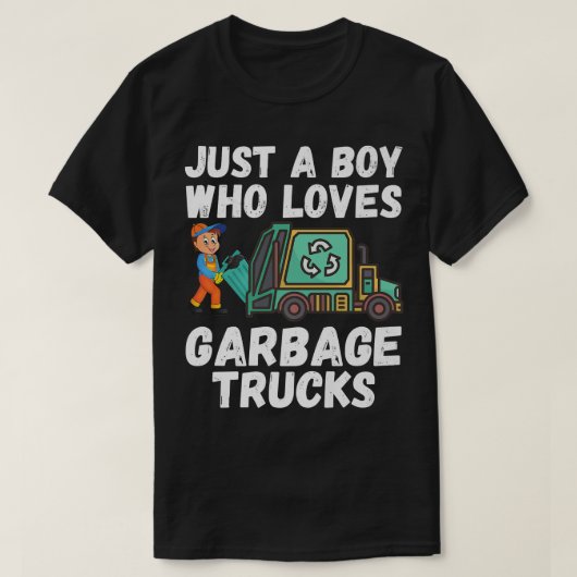 ごみ収集車のゴミを愛しているだけのおもしろい少年 Tシャツ (デザイン正面)
