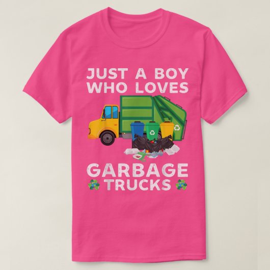 ごみ収集車のゴミを愛しているだけのおもしろい少年 Tシャツ (デザイン正面)