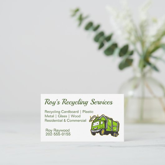 ごみ収集車のリサイクル 名刺 (スタンド正面)