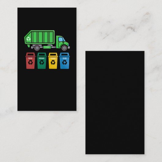 ごみ収集車の子どもたちがトラックをリサイクル 名刺 (正面/裏面)