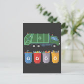 ごみ収集車の子供たち ごみ リサイクル ポストカード (スタンド正面)