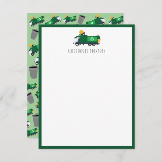 ごみ収集車の子供のリサイクル ノートカード (正面/裏面)