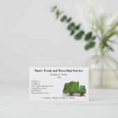 ごみ収集車の緑の名刺 名刺 (スタンド正面)