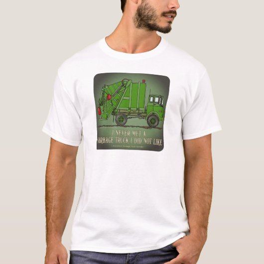 ごみ収集車の緑オペレータ引用文メンズTシャツ Tシャツ (正面)