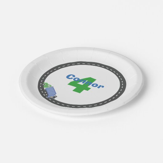 ごみ収集車の誕生日のプレート ペーパープレート (アングル)