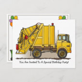 ごみ収集車の黄色はパーティの招待状をからかいます 招待状 (正面/裏面)