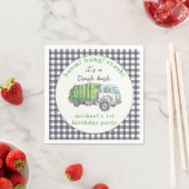 ごみ収集車 ギンガムチェック 1歳の誕生日 スタンダードカクテルナプキン (インサイチュ)