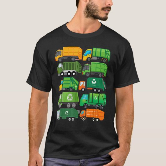 ごみ収集車 リサイクルデー ごみ 廃棄物選別 Tシャツ (正面)