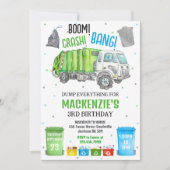 ごみ収集車 男の子 誕生日パーティー Boom Crash Bang 招待状 (正面)