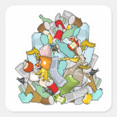 ごみ山ごみ捨て四角ステッカー スクエアシール (正面)