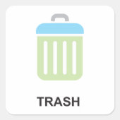 ごみ箱ごみ箱の四角いステッカー スクエアシール (正面)