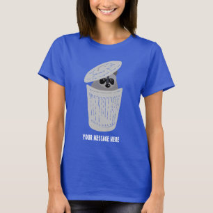 ごみ箱に入った狸がかわいいカスタム Tシャツ
