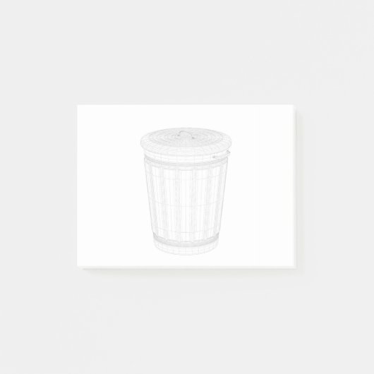 ごみ箱の3Dワイヤフレームモデル ポストイット (正面)