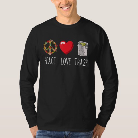 ごみ箱は平和ごみトラックごみMを愛する Tシャツ (正面)