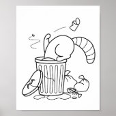 ごみ箱アライグマ着色ページ ポスター (正面)
