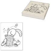 ごみ箱アライグマ着色ページ ラバースタンプ (押印)