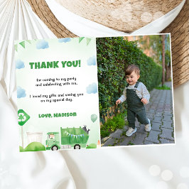 ごみ箱トラック誕生日写真サンキューカード 招待状
