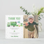 ごみ箱トラック誕生日写真サンキューカード 招待状 (スタンド正面)