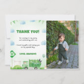 ごみ箱トラック誕生日写真サンキューカード 招待状 (正面)