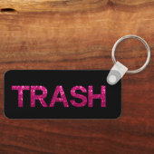 ごみ箱ホットピンクグリッター キーホルダー (正面)