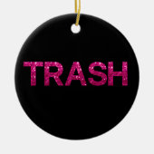 ごみ箱ホットピンクグリッター パーソナライズされた セラミックオーナメント (正面)