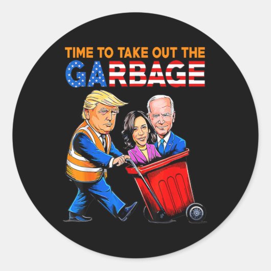 ごみBiを取り出すためにトランプ2024時間のためのゴミ ラウンドシール (正面)