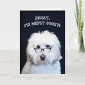 ごめんなさい – 犬/黒縁眼鏡付きのユーモア カード (正面)