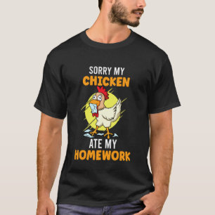ごめんなさい 私のニワトリが宿題を食べちゃった 学校 ポーリトリ ファー Tシャツ