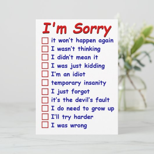 「ごめんなさい!」 言い訳お気に入りのを聞けカード 招待状 (スタンド正面)