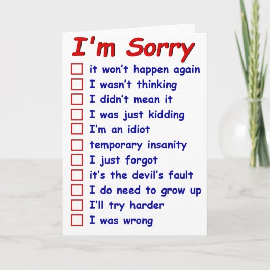 「ごめんなさい!」 言い訳を選べグリーティングカード カード (正面)