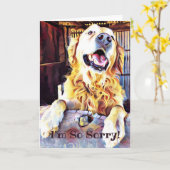 ごめんねゴールデンレトリエバーアートベレーテッド誕生日 カード (黄色い花)