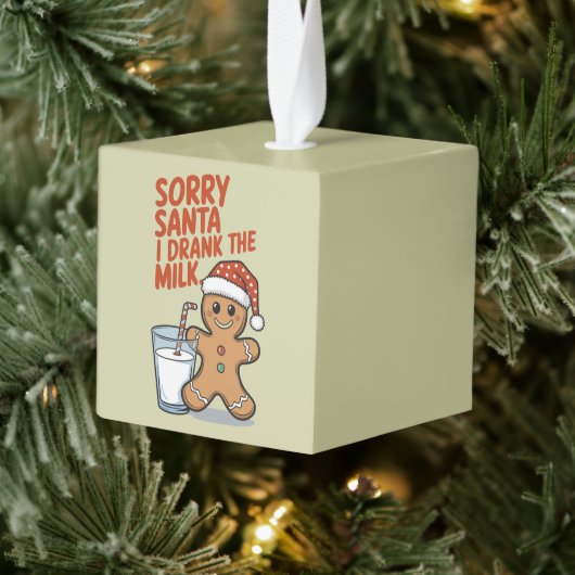 ごめんねサンタ私がミルクベビークリスマス服を飲んだ キューブオーナメント (ツリー)
