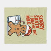 ごめんねサンタ私がミルクベビークリスマス服を飲んだ フリースブランケット (正面(横))