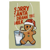 ごめんねサンタ私がミルクベビークリスマス服を飲んだ ミディアムペーパーバッグ (正面)