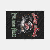 ごめんねサンタ私はフェラルオポッサムクリスマスホリ フリースブランケット (正面(横))