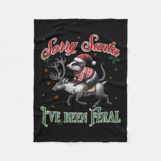 ごめんねサンタ私はフェラルオポッサムクリスマスホリ フリースブランケット
