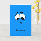 ごめんねブルーサド顔 カード (黄色い花)