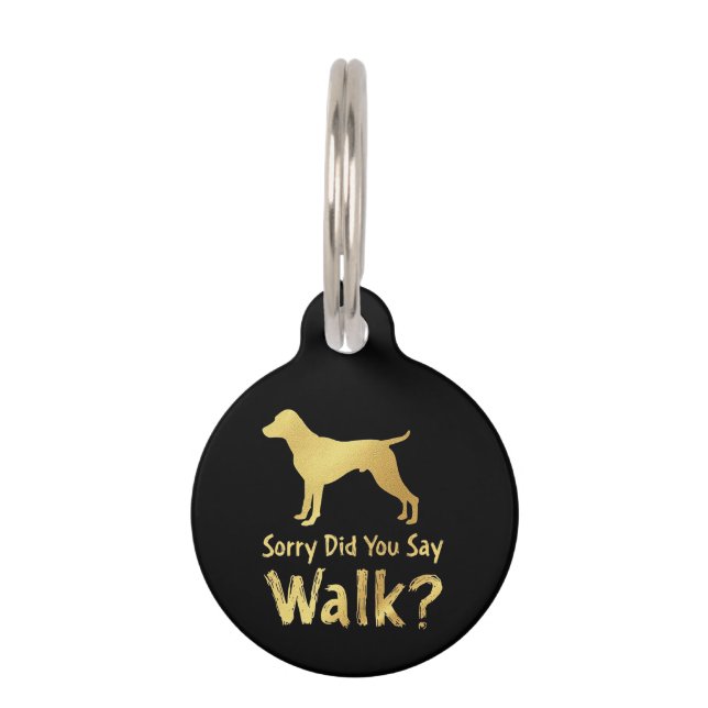 ごめんね歩きおもしろい犬恋人Tシャツ ペット　ネームタグ (正面)