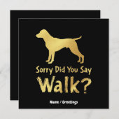 ごめんね歩きおもしろい犬恋人Tシャツ 招待状 (正面/裏面)