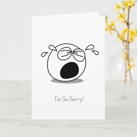 ごめんね泣き叫び顔 カード (黄色い花)