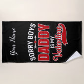 ごめんね男の子パパがバレンタイン ビーチタオル (正面)