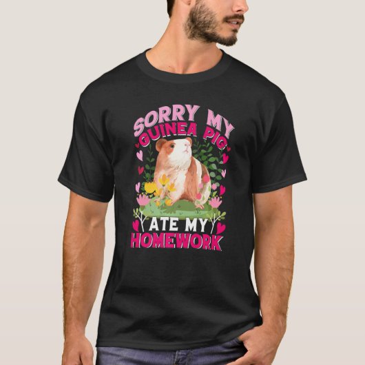 ごめんね私の宿題食べギニンピグ Tシャツ (正面)