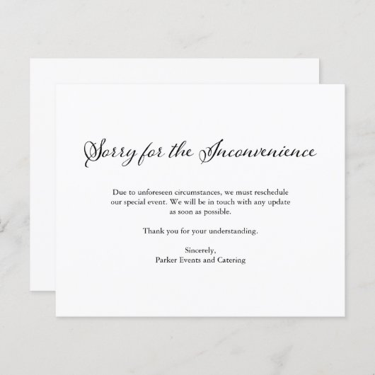 ごめんね |予算取り消しエレガントのお知らせ (正面/裏面)