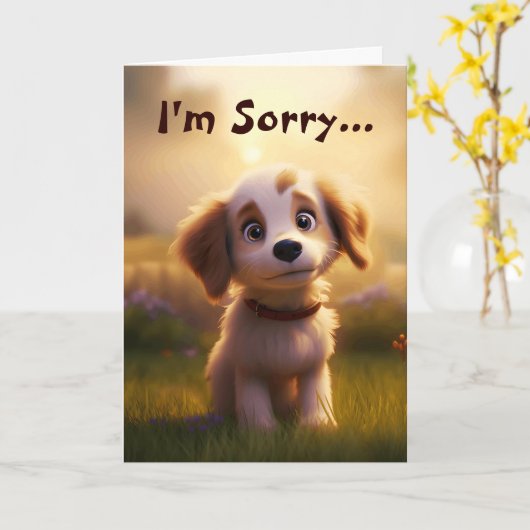 ごめんね…子犬の目 カード (黄色い花)
