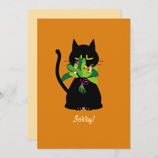 ごめんね！黒おもしろい猫グリーティングカード🐈⬛ シーズンカード (正面/裏面)