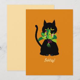 ごめんね!黒おもしろい猫グリーティングカード🐈⬛ シーズンカード