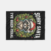 ごめんサンタイブフェラルラクーンおもしろいクリスマスリグ フリースブランケット (正面(横))