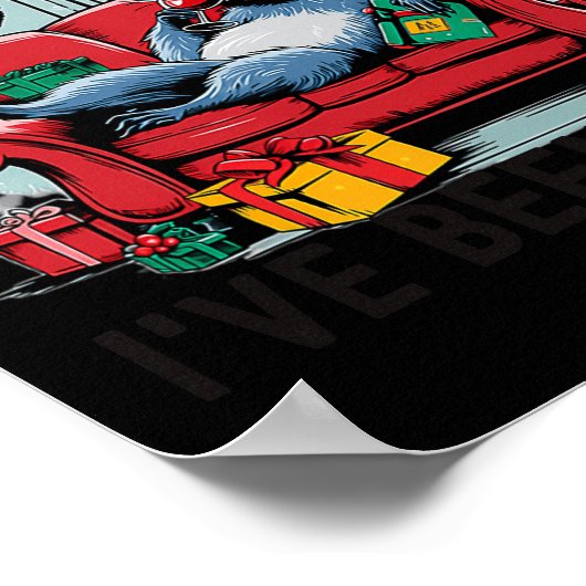 ごめんサンタ私はフェラルラクーンおもしろいクリスマスLig ポスター (角)