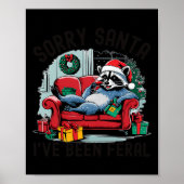 ごめんサンタ私はフェラルラクーンおもしろいクリスマスLig ポスター (正面)