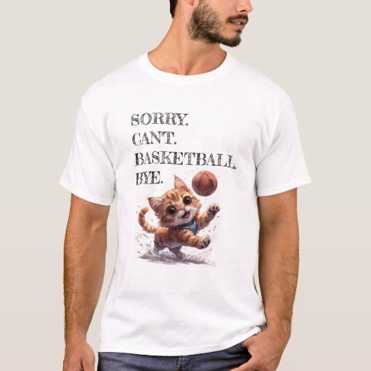 ごめんバスケおやすみ猫のTシャツ Tシャツ (正面)
